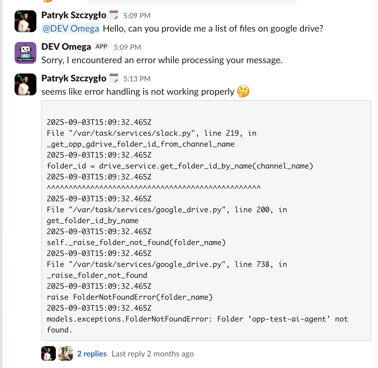 AI agent error handling